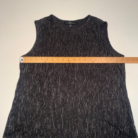 Fred David Metallic Ribbed Tank Top L Gray Silver Lurex Stretch Party Shimmer - Picture 4 of 8